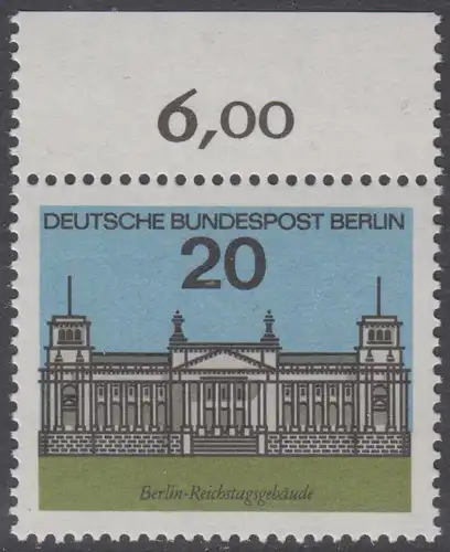 BERLIN 1964 Michel-Nummer 236 postfrisch EINZELMARKE RAND oben (b) - Hauptstädte der Länder der Bundesrepublik Deutschland: Berlin