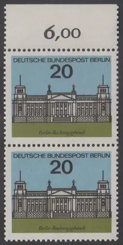 BERLIN 1964 Michel-Nummer 236 postfrisch vert.PAAR RAND oben - Hauptstädte der Länder der Bundesrepublik Deutschland: Berlin