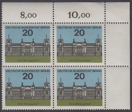 BERLIN 1964 Michel-Nummer 236 postfrisch BLOCK ECKRAND oben rechts - Hauptstädte der Länder der Bundesrepublik Deutschland: Berlin