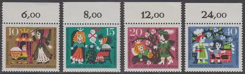 BERLIN 1964 Michel-Nummer 237-240 postfrisch SATZ(4) EINZELMARKEN RÄNDER oben (c) - Märchen der Gebrüder Grimm: Dornröschen