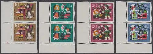 BERLIN 1964 Michel-Nummer 237-240 postfrisch SATZ(4) vert.PAARE ECKRÄNDER unten links - Märchen der Gebrüder Grimm: Dornröschen
