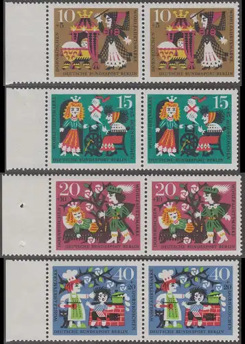 BERLIN 1964 Michel-Nummer 237-240 postfrisch SATZ(4) horiz.PAARE RÄNDER links - Märchen der Gebrüder Grimm: Dornröschen