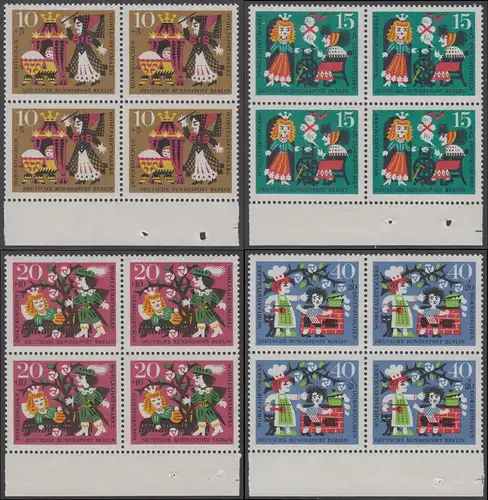 BERLIN 1964 Michel-Nummer 237-240 postfrisch SATZ(4) BLÖCKE RÄNDER unten - Märchen der Gebrüder Grimm: Dornröschen