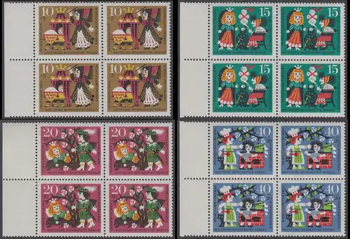 BERLIN 1964 Michel-Nummer 237-240 postfrisch SATZ(4) BLÖCKE RÄNDER links - Märchen der Gebrüder Grimm: Dornröschen