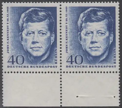 BERLIN 1964 Michel-Nummer 241 postfrisch horiz.PAAR RÄNDER unten - John F. Kennedy, US-Präsident