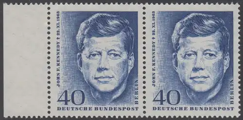BERLIN 1964 Michel-Nummer 241 postfrisch horiz.PAAR RAND links - John F. Kennedy, US-Präsident