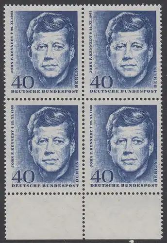 BERLIN 1964 Michel-Nummer 241 postfrisch BLOCK RÄNDER unten - John F. Kennedy, US-Präsident