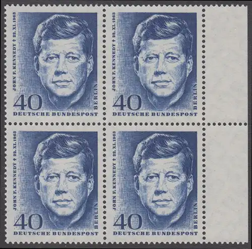 BERLIN 1964 Michel-Nummer 241 postfrisch BLOCK RÄNDER rechts - John F. Kennedy, US-Präsident