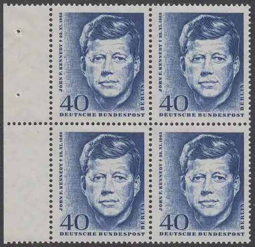 BERLIN 1964 Michel-Nummer 241 postfrisch BLOCK RÄNDER links - John F. Kennedy, US-Präsident