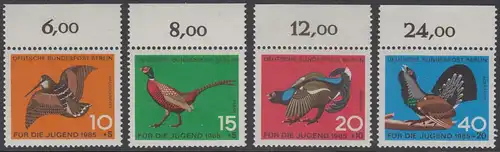 BERLIN 1965 Michel-Nummer 250-253 postfrisch SATZ(4) EINZELMARKEN RÄNDER oben (c) - Jagdbares Federwild