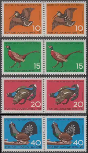 BERLIN 1965 Michel-Nummer 250-253 postfrisch SATZ(4) horiz.PAARE - Jagdbares Federwild