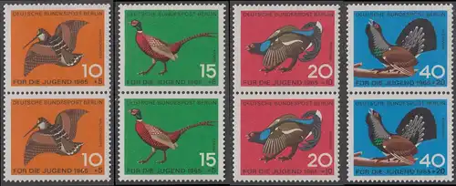 BERLIN 1965 Michel-Nummer 250-253 postfrisch SATZ(4) vert.PAARE - Jagdbares Federwild