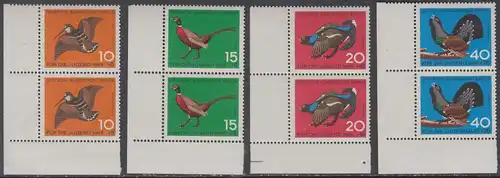 BERLIN 1965 Michel-Nummer 250-253 postfrisch SATZ(4) vert.PAARE ECKRÄNDER unten links - Jagdbares Federwild