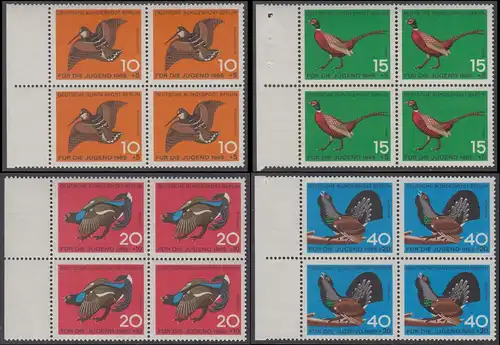 BERLIN 1965 Michel-Nummer 250-253 postfrisch SATZ(4) BLÖCKE RÄNDER links - Jagdbares Federwild
