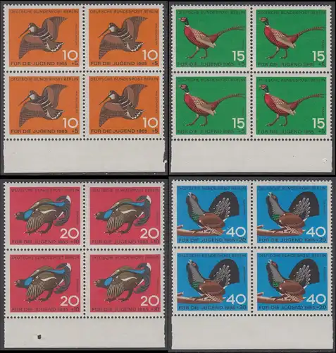 BERLIN 1965 Michel-Nummer 250-253 postfrisch SATZ(4) BLÖCKE RÄNDER unten - Jagdbares Federwild