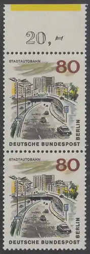 BERLIN 1965 Michel-Nummer 262 postfrisch vert.PAAR RAND oben - Das neue Berlin: Stadtautobahn