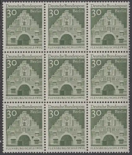 BERLIN 1966 Michel-Nummer 274 postfrisch BLOCK(9) - Deutsche Bauwerke aus zwölf Jahrhunderten: Nordertor, Flensburg