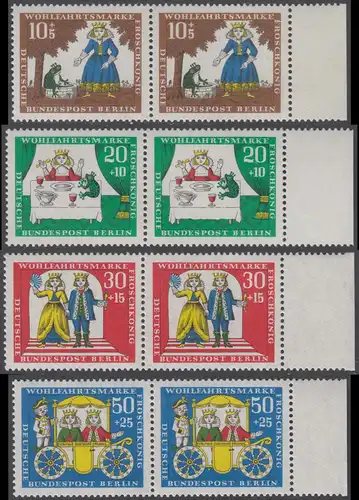 BERLIN 1966 Michel-Nummer 295-298 postfrisch SATZ(4) horiz.PAARE RÄNDER rechts (a01) - Märchen der Brüder Grimm: Der Froschkönig
