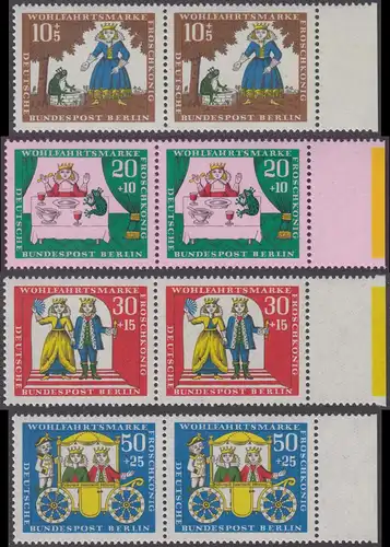 BERLIN 1966 Michel-Nummer 295-298 postfrisch SATZ(4) horiz.PAARE RÄNDER rechts (a04) - Märchen der Brüder Grimm: Der Froschkönig