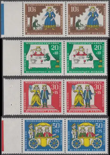 BERLIN 1966 Michel-Nummer 295-298 postfrisch SATZ(4) horiz.PAARE RÄNDER links (a02) - Märchen der Brüder Grimm: Der Froschkönig