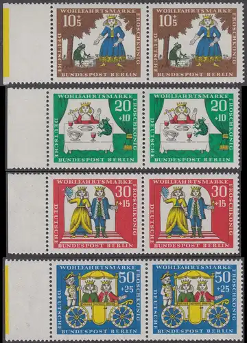 BERLIN 1966 Michel-Nummer 295-298 postfrisch SATZ(4) horiz.PAARE RÄNDER links (a03) - Märchen der Brüder Grimm: Der Froschkönig