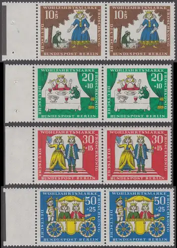 BERLIN 1966 Michel-Nummer 295-298 postfrisch SATZ(4) horiz.PAARE RÄNDER links (a04) - Märchen der Brüder Grimm: Der Froschkönig
