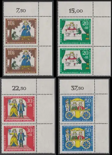 BERLIN 1966 Michel-Nummer 295-298 postfrisch SATZ(4) vert.PAARE ECKRÄNDER oben rechts - Märchen der Brüder Grimm: Der Froschkönig