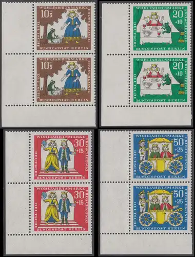 BERLIN 1966 Michel-Nummer 295-298 postfrisch SATZ(4) vert.PAARE ECKRÄNDER unten links - Märchen der Brüder Grimm: Der Froschkönig