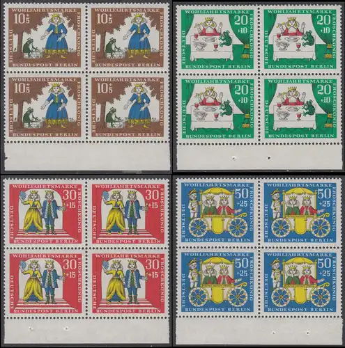 BERLIN 1966 Michel-Nummer 295-298 postfrisch SATZ(4) BLÖCKE RÄNDER unten - Märchen der Brüder Grimm: Der Froschkönig