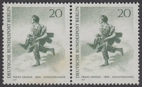 BERLIN 1969 Michel-Nummer 333 postfrisch horiz.PAAR - Berliner des 19. Jahrhunderts: Schusterjunge