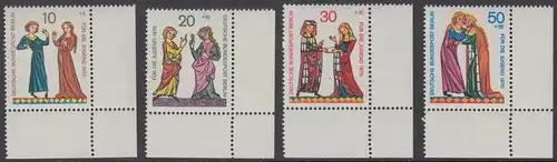 BERLIN 1970 Michel-Nummer 354-357 postfrisch SATZ(4) EINZELMARKEN ECKRÄNDER unten rechts - Minnesänger