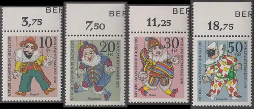 BERLIN 1970 Michel-Nummer 373-376 postfrisch SATZ(4) EINZELMARKEN RÄNDER oben (g) - Marionetten