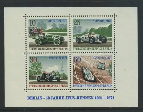 BERLIN 1971 Michel-Nummer 400 postfrisch BOGEN - AVUS-Rennen