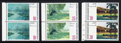 BERLIN 1972 Michel-Nummer 423-425 postfrisch SATZ(3) vert.PAARE RÄNDER links (BZ) - Gemälde: Berliner Landschaften - Am Grunewaldsee