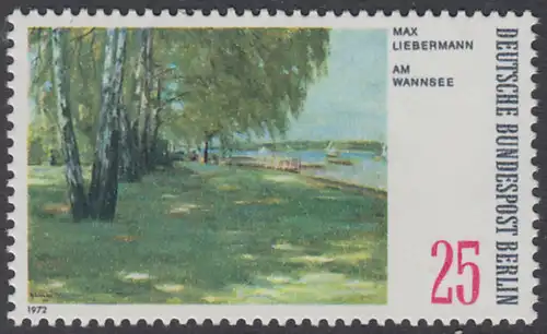 BERLIN 1972 Michel-Nummer 424 postfrisch EINZELMARKE - Gemälde: Berliner Landschaften - Am Wanrisee