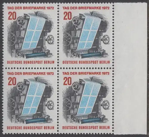 BERLIN 1972 Michel-Nummer 439 postfrisch BLOCK RÄNDER rechts - Tag der Briefmarke