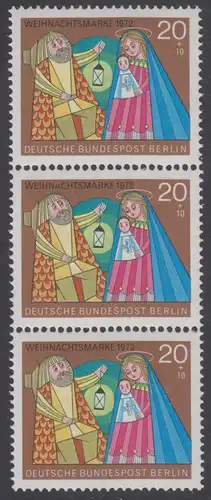 BERLIN 1972 Michel-Nummer 441 postfrisch vert.STRIP(3) - Weihnachten