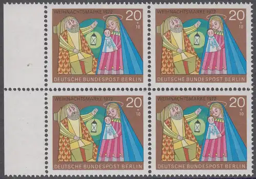 BERLIN 1972 Michel-Nummer 441 postfrisch BLOCK RÄNDER links - Weihnachten