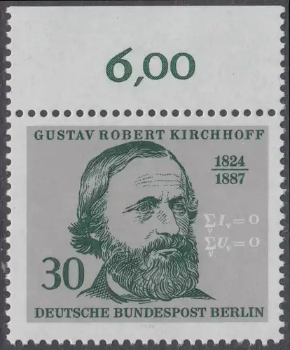 BERLIN 1974 Michel-Nummer 465 postfrisch EINZELMARKE RAND oben (a) - Georg Wenzeslaus von Knobelsdorff, Baumeister und Maler