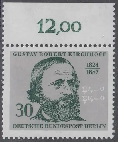 BERLIN 1974 Michel-Nummer 465 postfrisch EINZELMARKE RAND oben (c) - Georg Wenzeslaus von Knobelsdorff, Baumeister und Maler