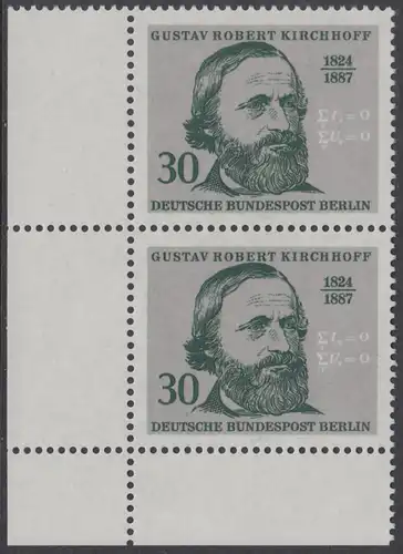BERLIN 1974 Michel-Nummer 465 postfrisch vert.PAAR ECKRAND unten links - Georg Wenzeslaus von Knobelsdorff, Baumeister und Maler