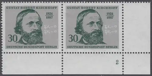 BERLIN 1974 Michel-Nummer 465 postfrisch horiz.PAAR ECKRAND unten rechts m/ Formnummer - Georg Wenzeslaus von Knobelsdorff, Baumeister und Maler