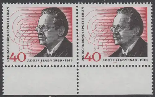 BERLIN 1974 Michel-Nummer 467 postfrisch horiz.PAAR RÄNDER unten - Adolf Slaby, Funktechniker