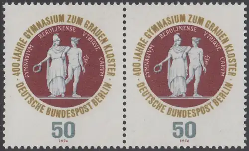 BERLIN 1974 Michel-Nummer 472 postfrisch horiz.PAAR - Gymnasium zum Grauen Kloster, Berlin