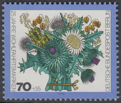 BERLIN 1974 Michel-Nummer 476 postfrisch EINZELMARKE - Blumensträuße: Winterlicher Strauß