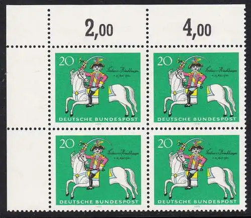BUND 1970 Michel-Nummer 0623 postfrisch BLOCK ECKRAND oben links