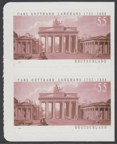 BUND 2007 Michel-Nummer 2636 postfrisch vert.PAAR -aus MH / selbstklebend-