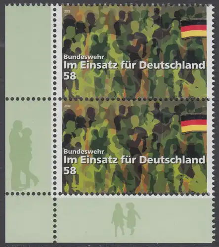 BUND 2013 Michel-Nummer 3015 postfrisch vert.PAAR ECKRAND unten links