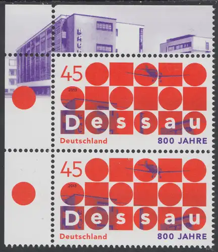 BUND 2013 Michel-Nummer 3019 postfrisch vert.PAAR ECKRAND oben links