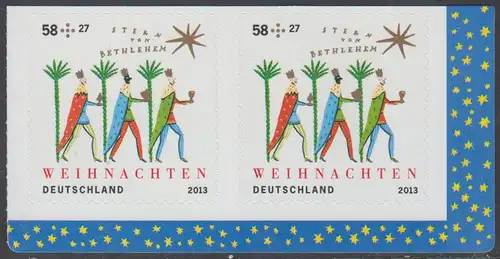 BUND 2013 Michel-Nummer 3040 postfrisch horiz.PAAR ECKRAND unten rechts -aus MH/selbstklebend-